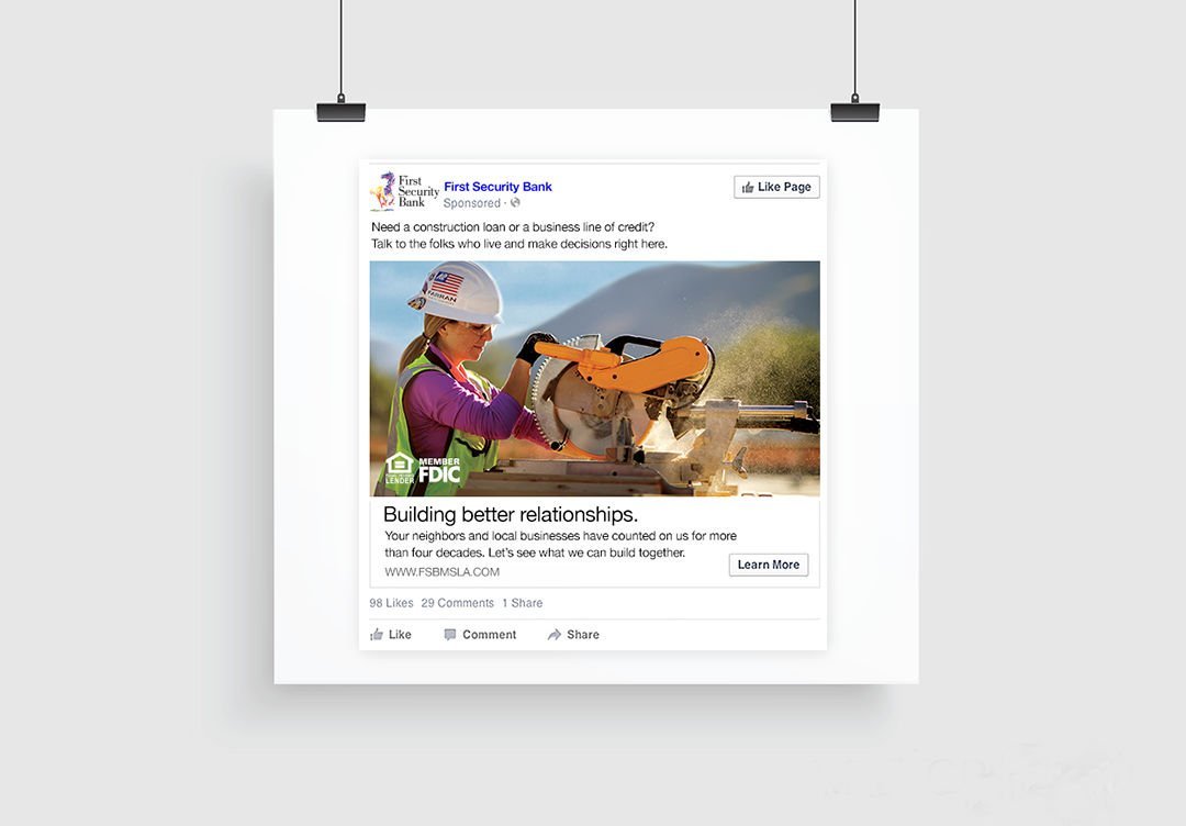 Facebook advertising: Agency / Client: First Security Bank